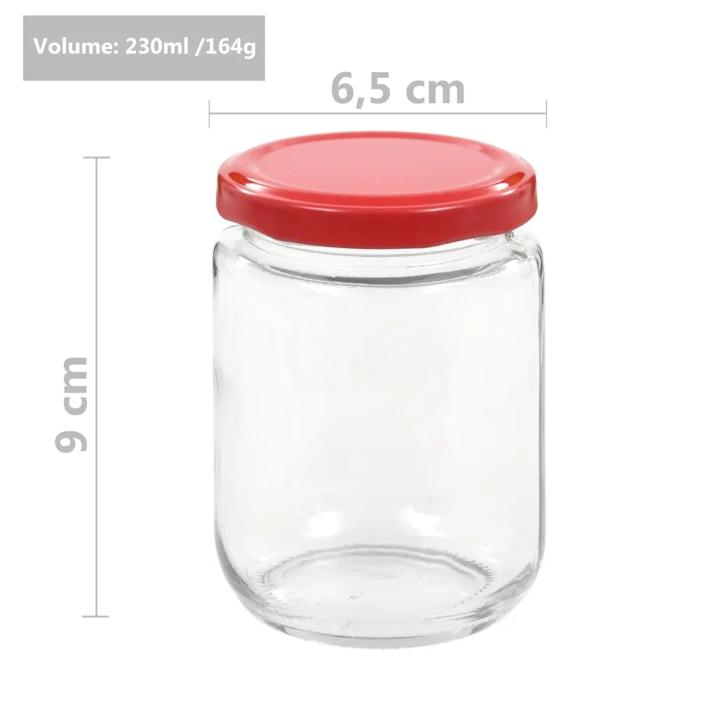 Vasi per Marmellata in Vetro Coperchio Rosso 48 pz 230 ml CFW5716979