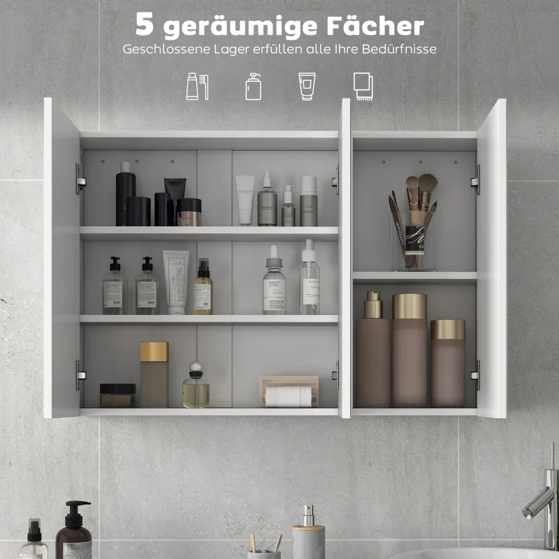 ARMADIO DA BAGNO A MURO 90x15,5x60 cm Bianco con 3 ante a specchio