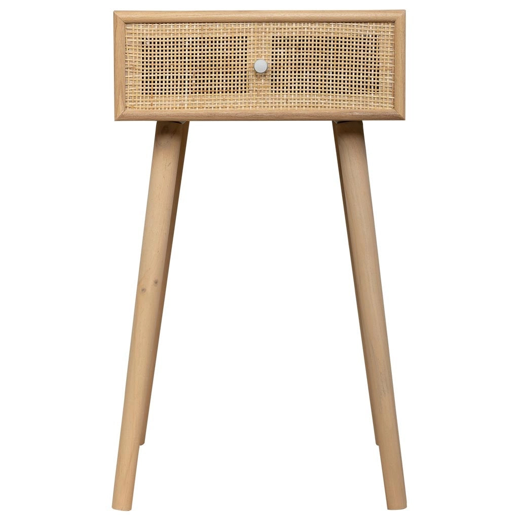 Comodino in MDF e rattan, 1 cassetto, marrone, 40x36x70 cm