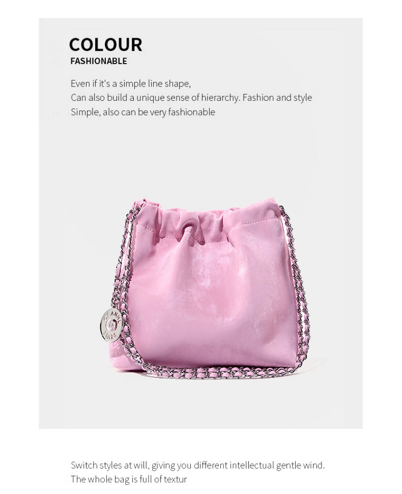 Borsa da donna in vera pelle, borsa da spiaggia, borsa a tracolla semplice, rosa