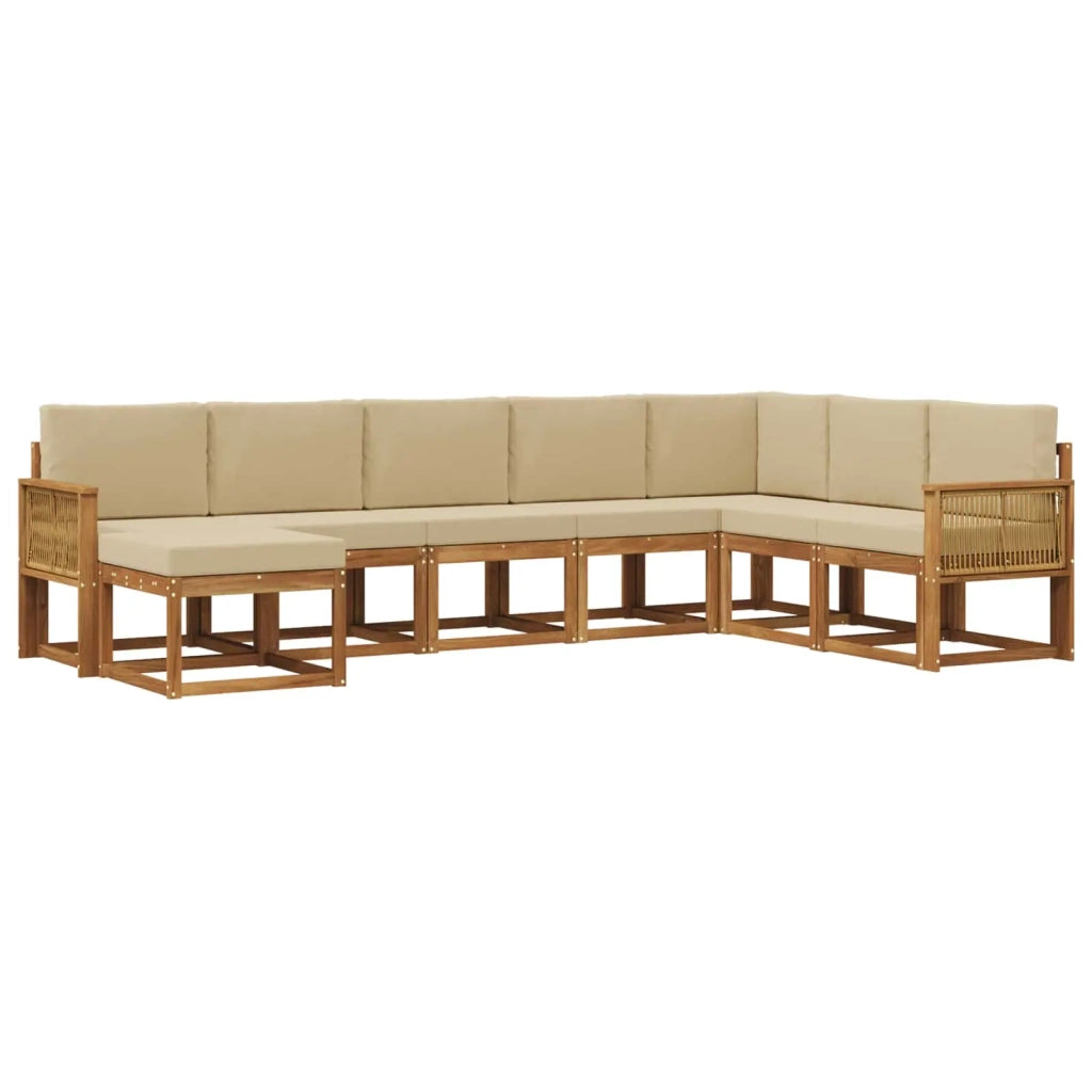 Set di divani da esterno 8 pz Naturale e Beige 3385459
