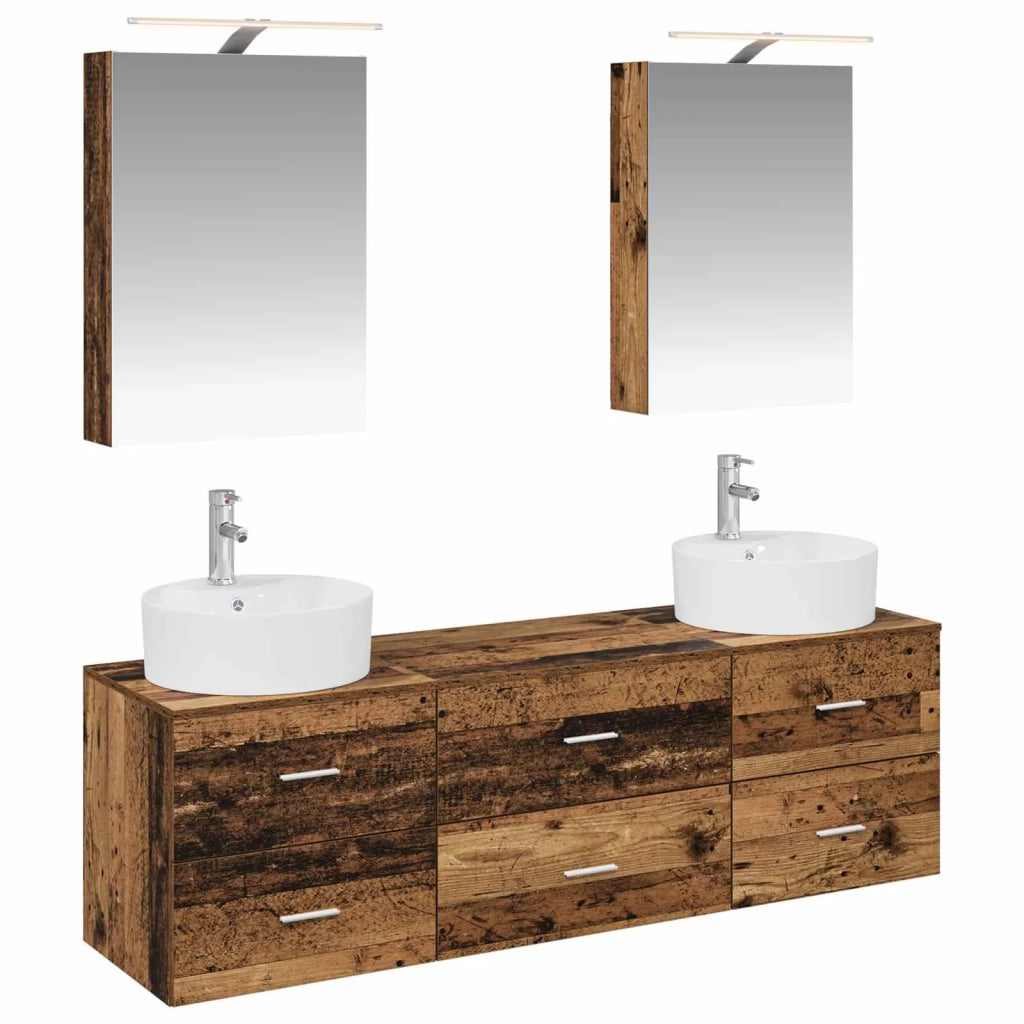 Set di mobili per il bagno 5 pcs Legno antico 3406877