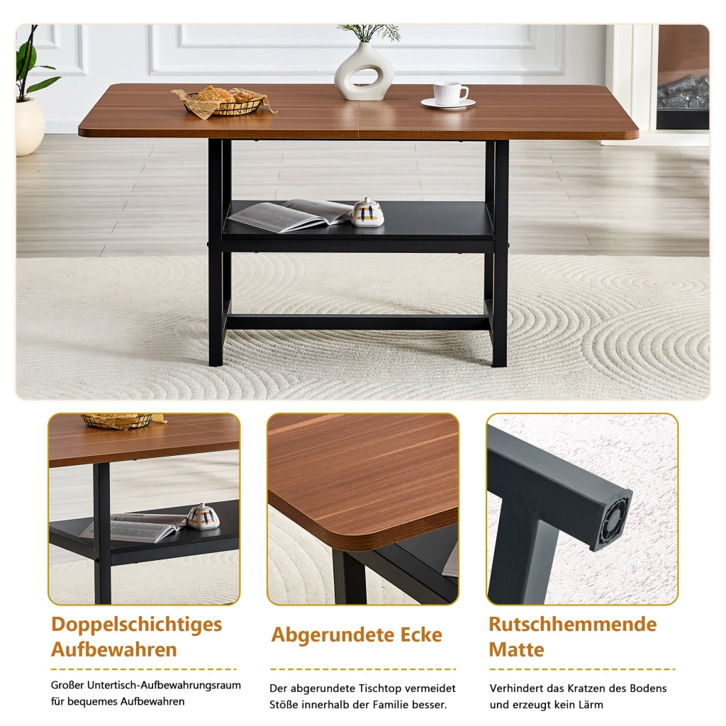 Tavolo da pranzo per 4-6 persone con ripiano contenitore stile moderno per cucina e sala da pranzo 160 × 90 × 76 cm