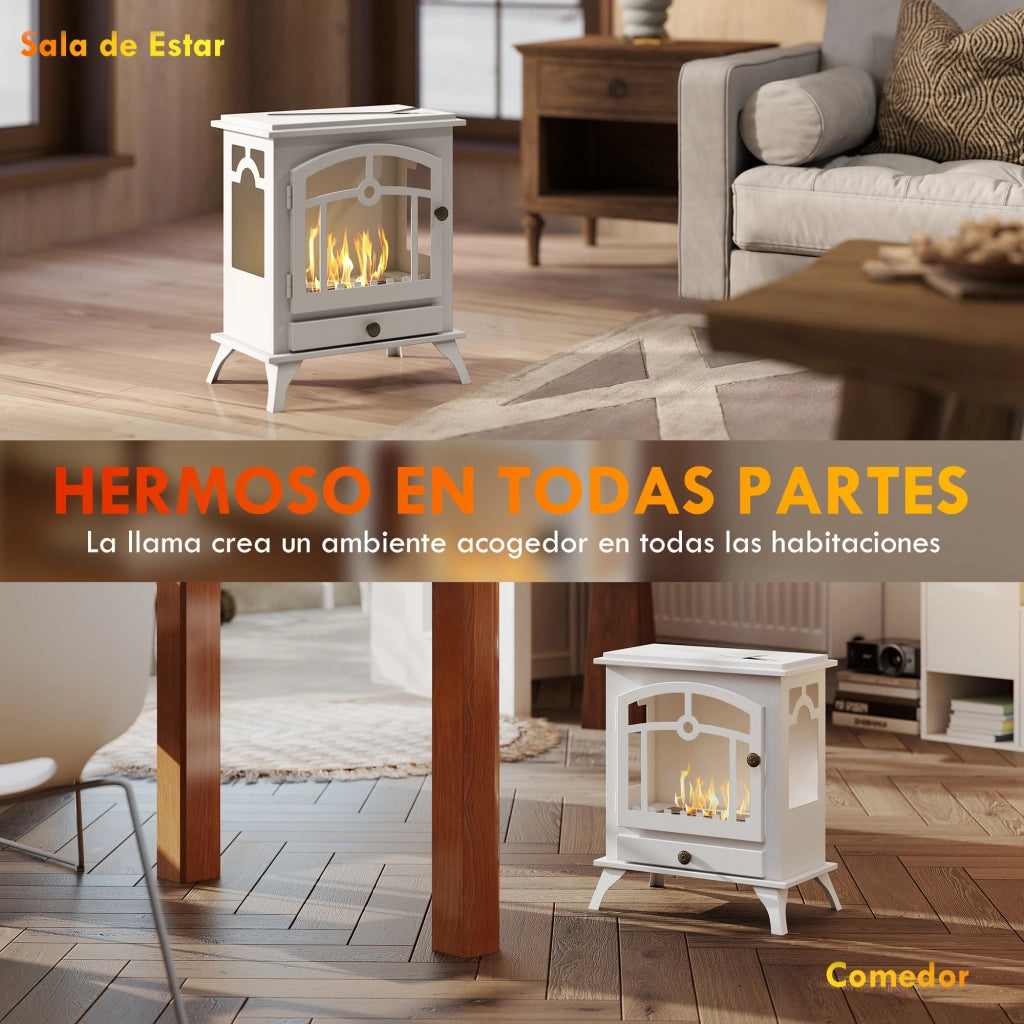 Camino a Bioetanolo da Pavimento con Serbatoio 0,9L ¨C zephmum ¨C 45x28x54cm Bianco