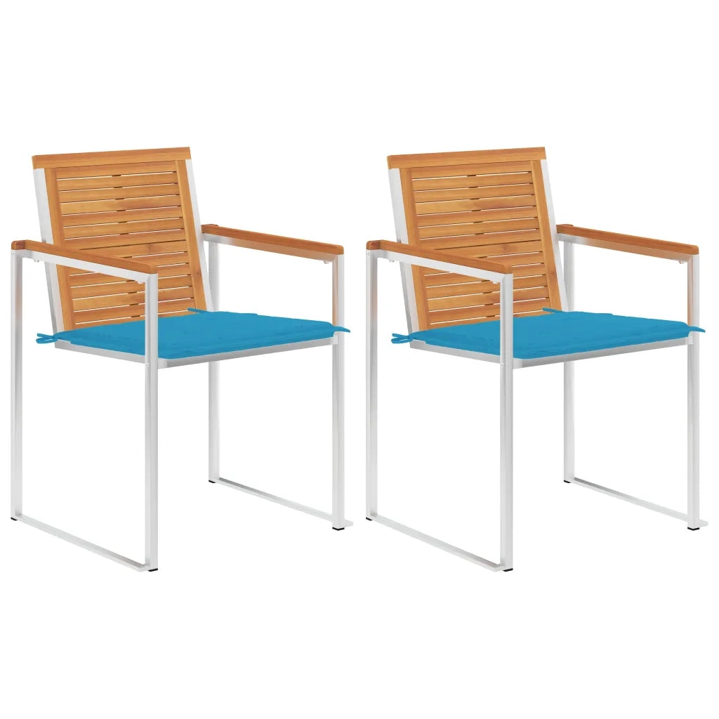 Sedie da Giardino 2 pz con Cuscini in Legno Acacia e Acciaio cod mxl 72316