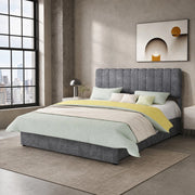 Letto imbottito per materasso 160x200 cm in velluto olandese; grigio
