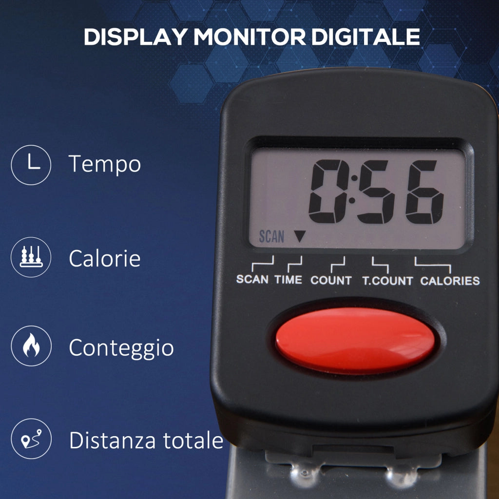 EasyComfort Vogatore Pieghevole, 4 Livelli di Resistenza e Display, Acciaio e ABS, 129x70x70 cm