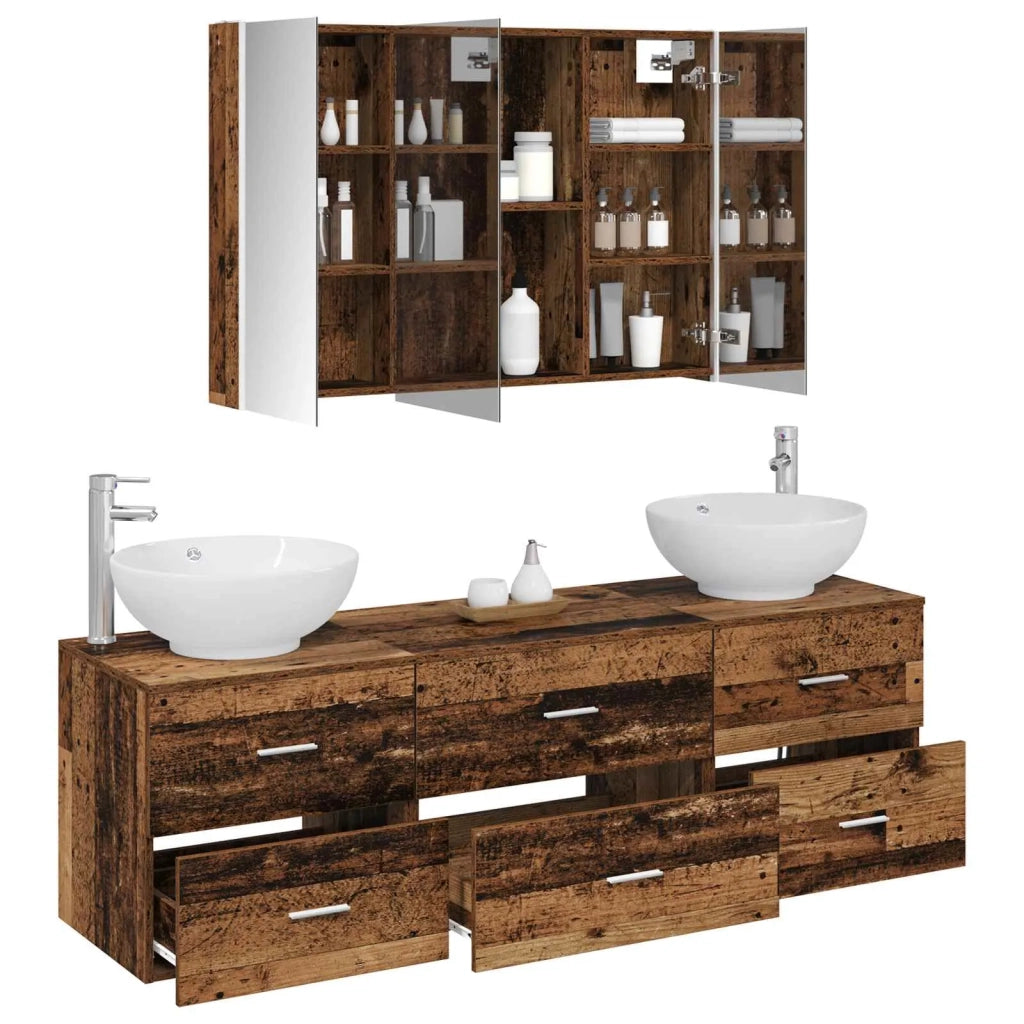 Set di mobili per il bagno 4 pcs Legno antico 3406949
