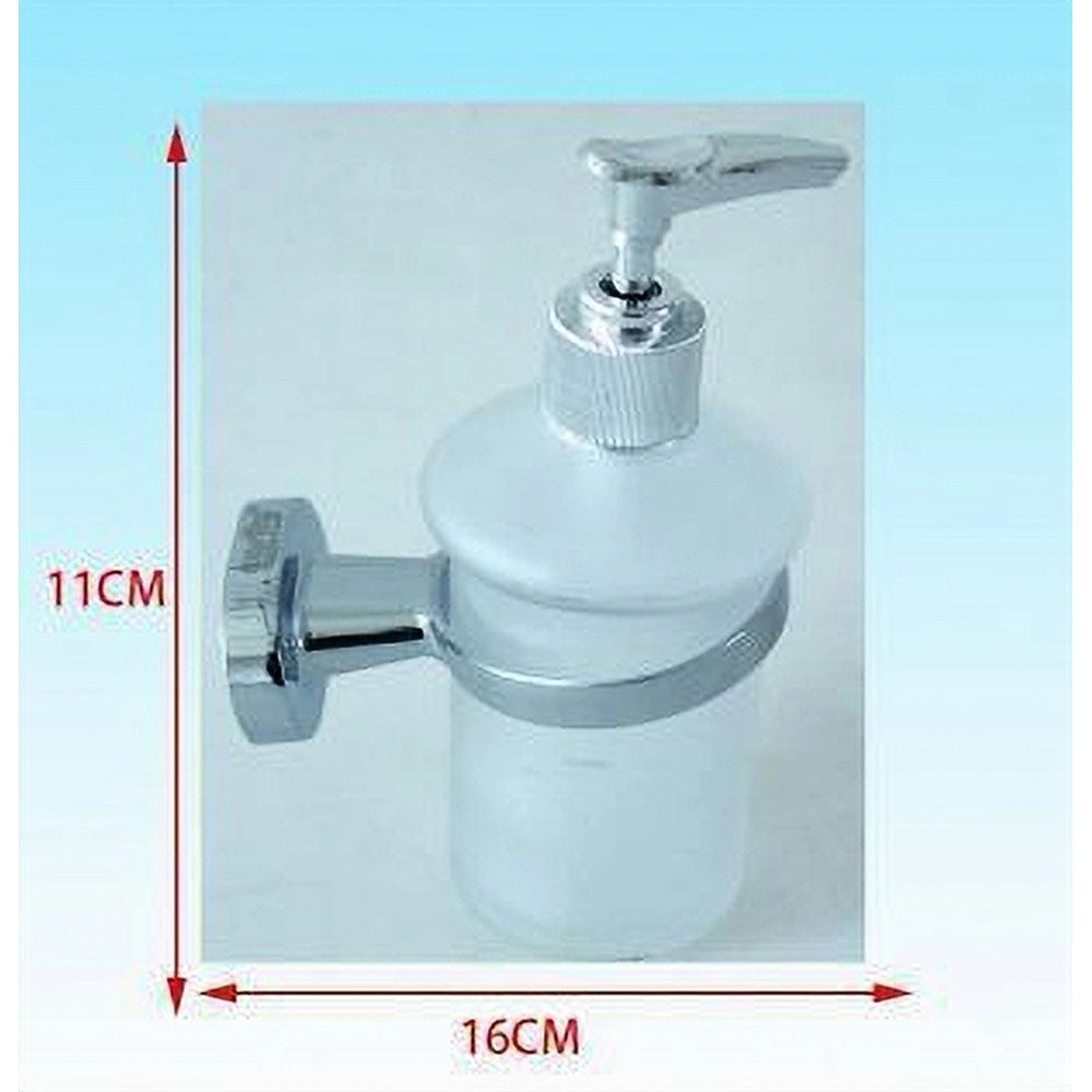 Trade Shop - Dispenser Per Sapone Liquido Acciaio Vetro Fissaggio A Parete Portasapone 52437a -
