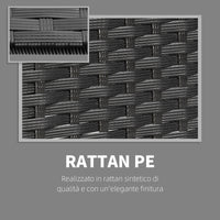 Set Salotto da Giardino Divano 2 Poltrone e Tavolino Nero