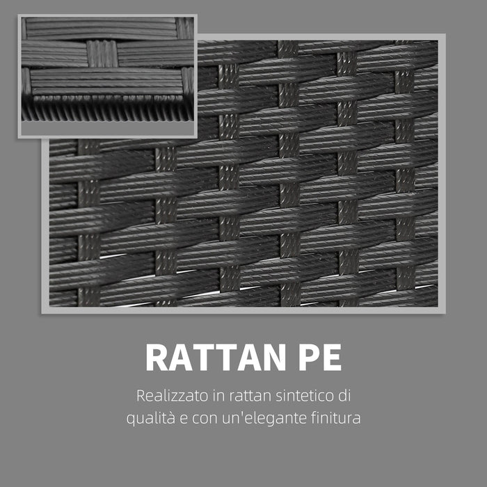 Set Salotto da Giardino Divano 2 Poltrone e Tavolino Nero