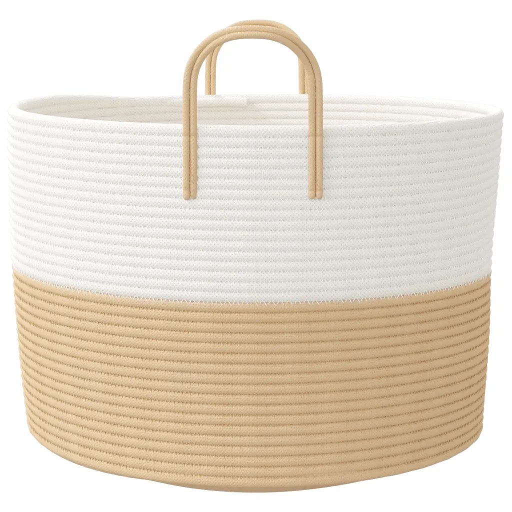 Cestino Portaoggetti Beige e Bianco ?51x33 cm in Cotone CFW2230260