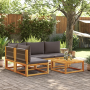 Set di divani da giardino 5 pezzi con cuscini in legno di acacia e corda 3278842