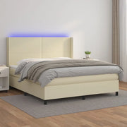 Giroletto a Molle con Materasso e LED Crema 160x200 cm 3139273