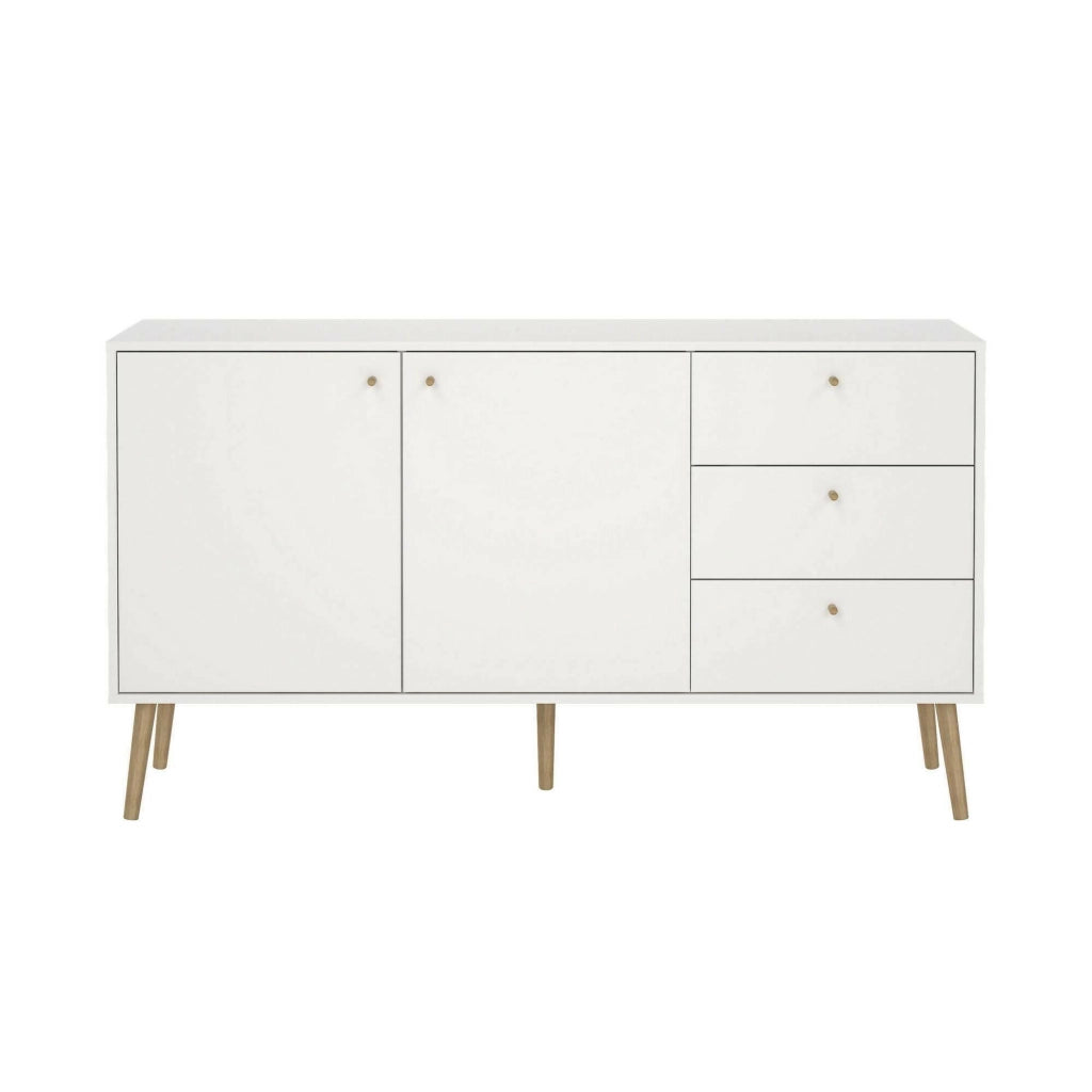 Credenza Erina, Buffet da soggiorno, Madia da salotto, Dispensa da cucina, 147x39 h82 cm, Bianco