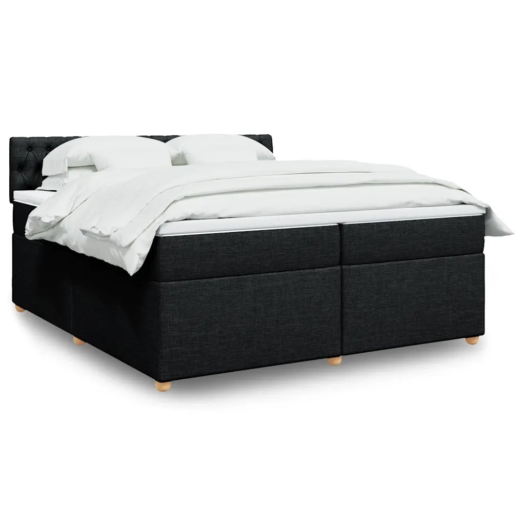 vidaXL Giroletto a Molle con Materasso Nero 200x200 cm in Tessuto