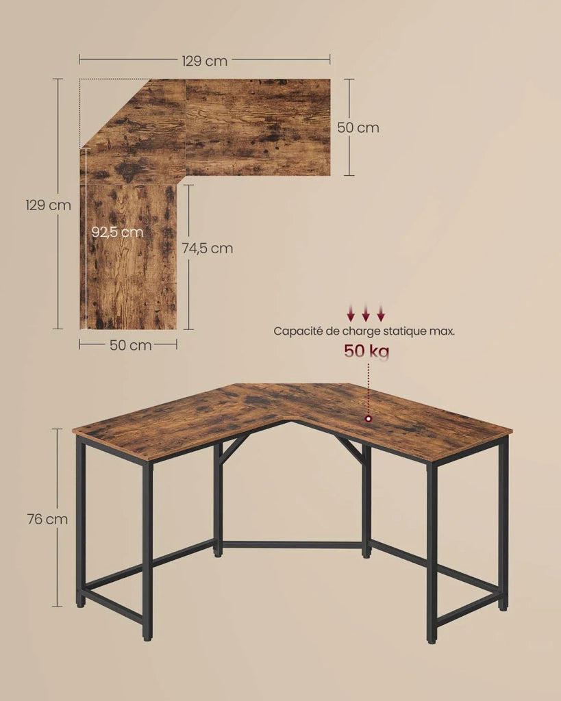 Scrivania angolare per computer per adulti 129 x 129 x 76 cm marrone 12_0004181