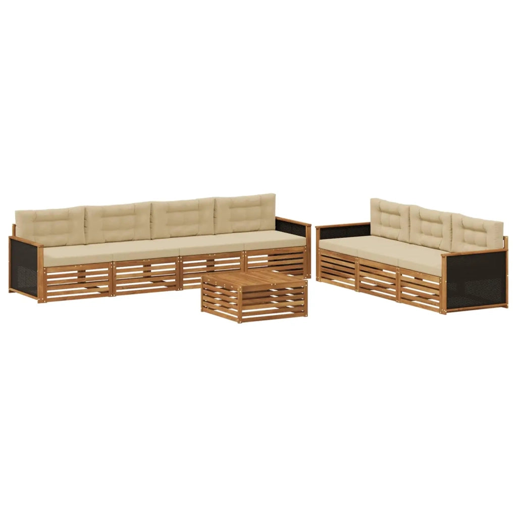 Set di divani da esterno 8 pcs Naturale e Beige 79 x 79 x 37 cm