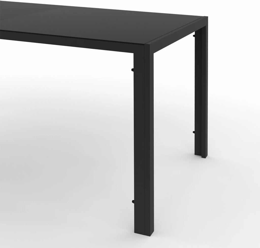 Set di mobili da Giardino Madeira Tavolo 150 cm e 6 sedie in Corda e textilene Nero e Rattan Chiaro
