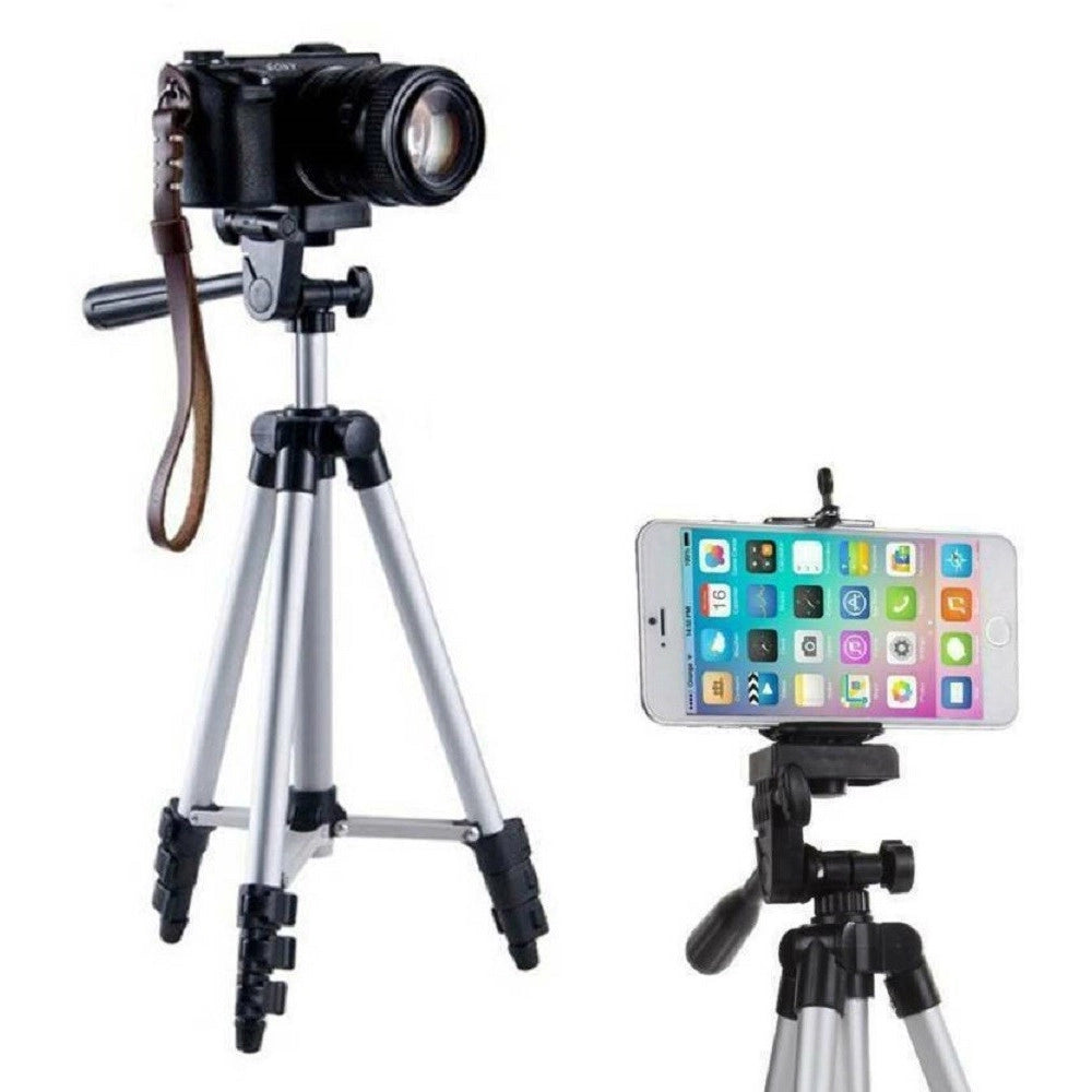 Trade Shop - Cavalletto Universale Fotocamera Treppiedi Tripode Supporto Alluminio Smartphone -