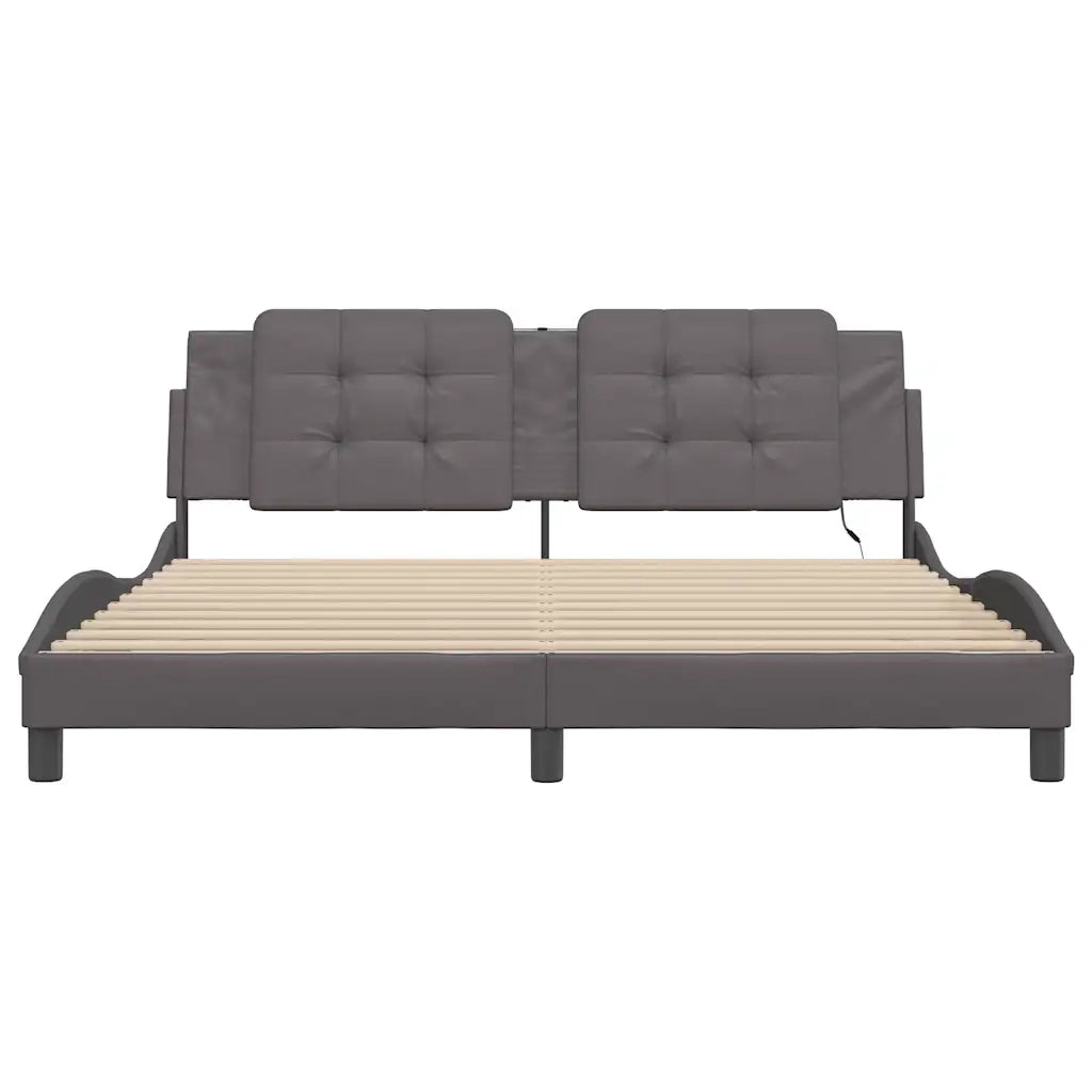 Giroletto con Luci LED Grigio 180x200 cm in Similpelle