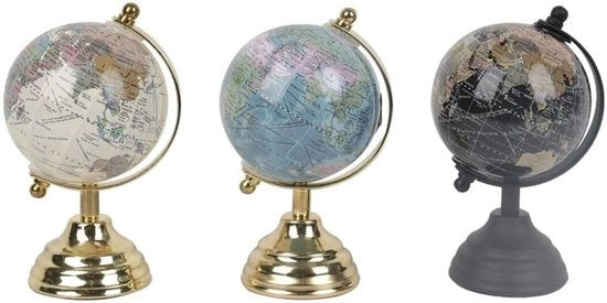 Figura decorativa della mappa del mondo - progetto unico - 1 pezzo - blu - poliressina - 9 x 14,5 x 8,5 cm