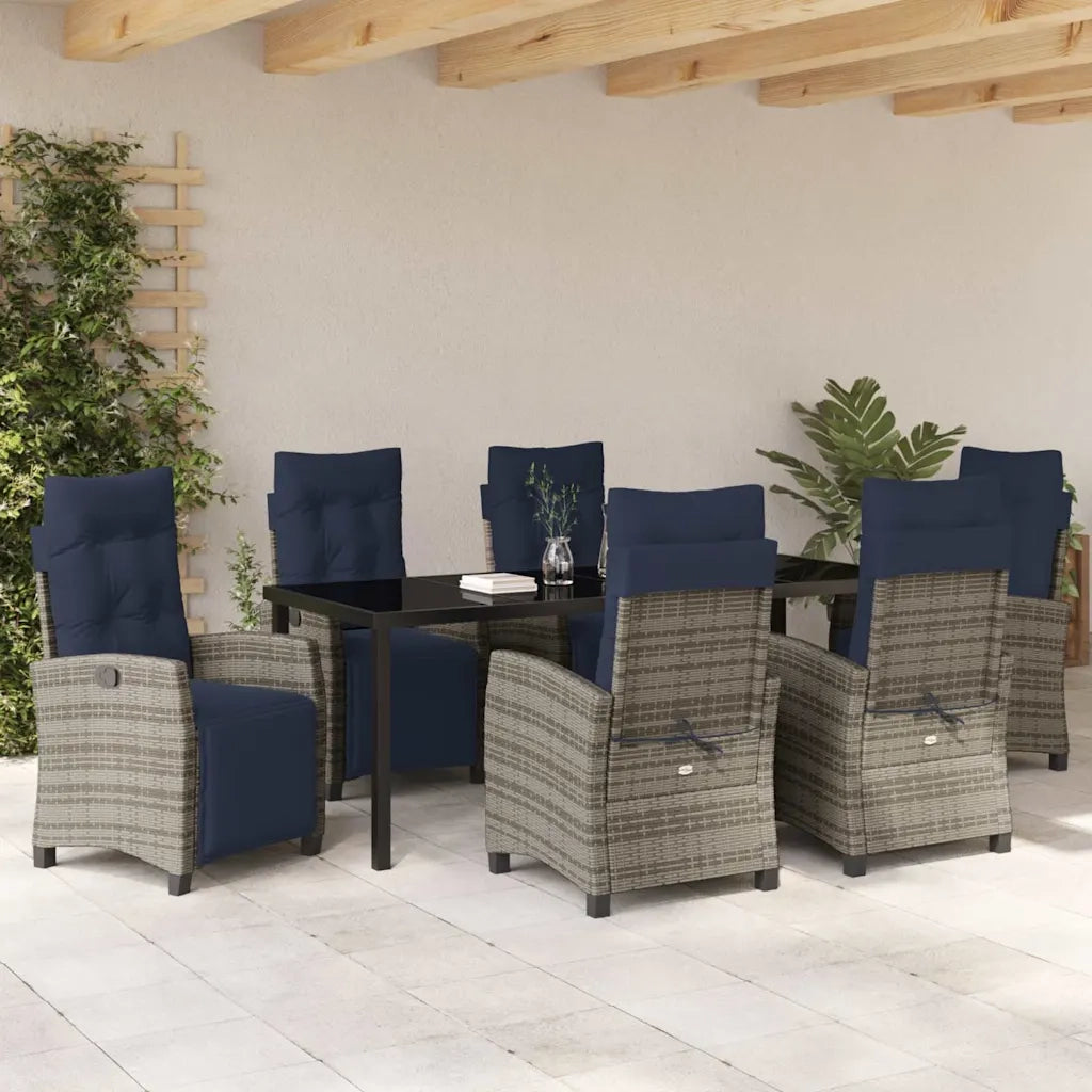 Set da Pranzo per Giardino con cuscino 7 pcs Grigio polyrattan 3380475