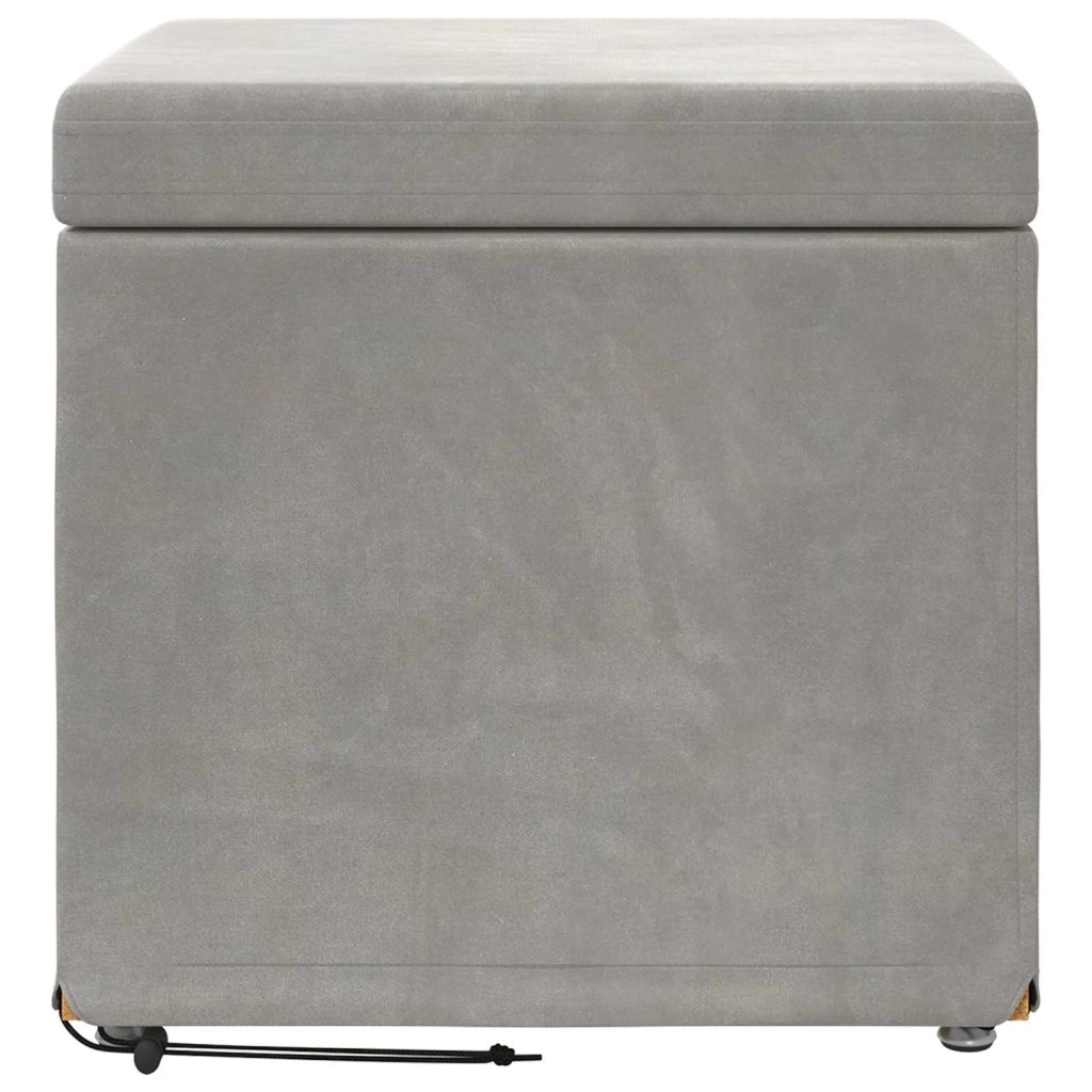 Pouf Grigio chiaro Velluto e Legno Ingegnerizzato