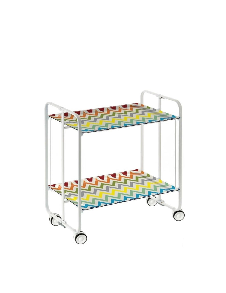 Carrello da cucina pieghevole bianco con ruote BAUHAUS 2 ripiani
