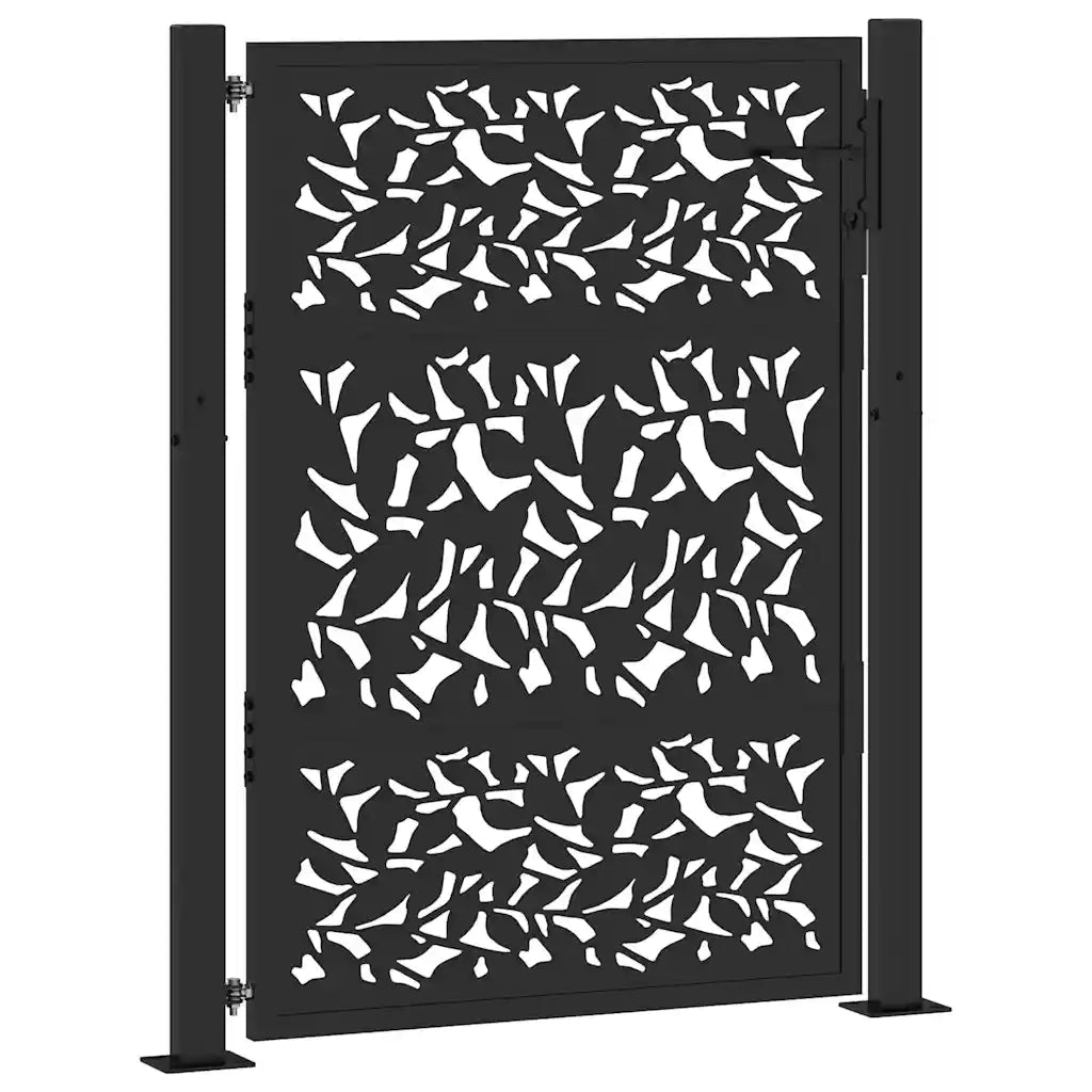 Cancello da giardino nero 100x125 cm in acciaio con design a foglia 4100960