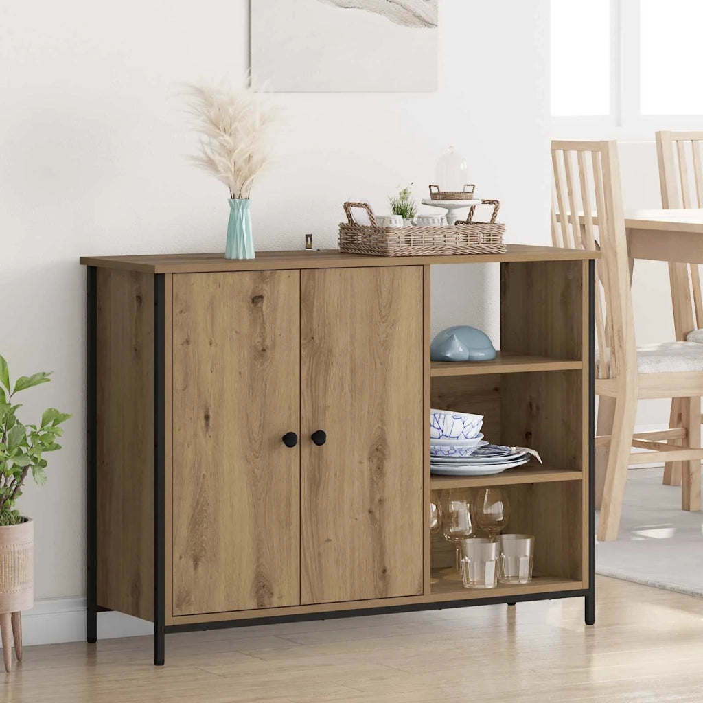 Credenza | Madia | Buffet da pranzo | Armadio da pranzo Rovere artigianale 100 x 33 x 75 cm Legno multistrato