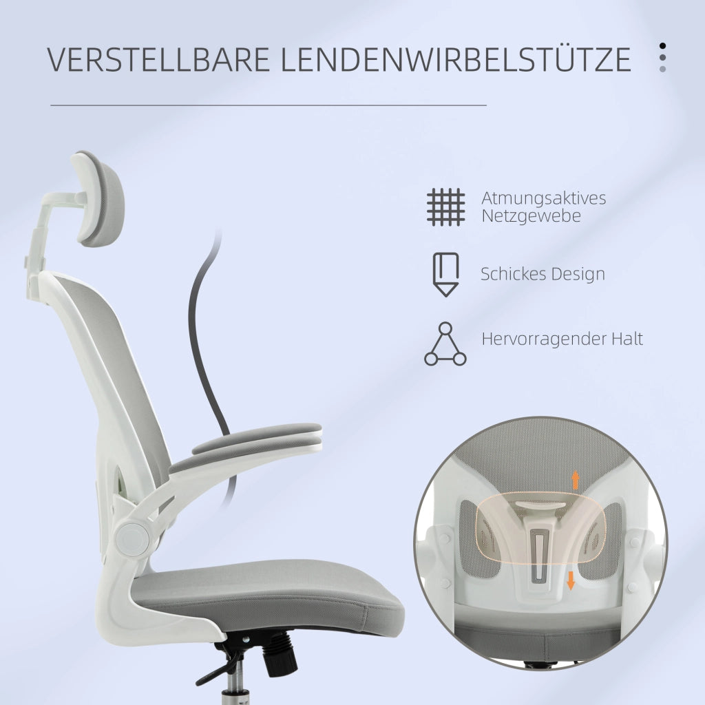 Sedia da ufficio ergonomica ¨C Xylo ¨C schienale alto con supporto lombare poggiatesta braccioli grigio