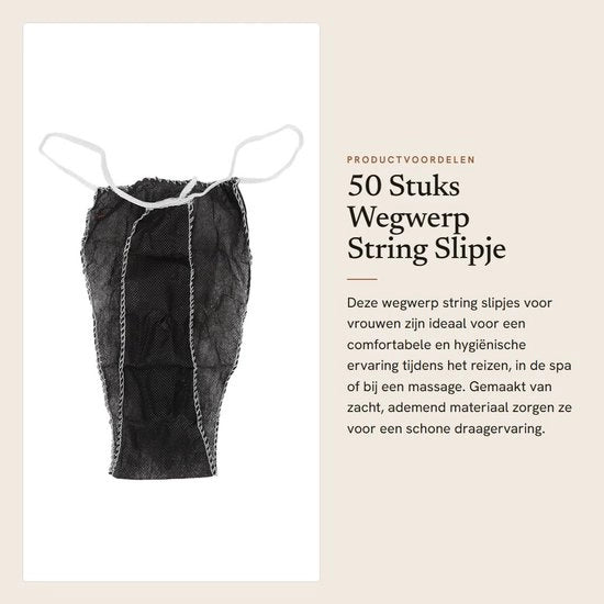 Slip per uso unico 50 pezzi - Indumento da getto - Tessuto non tessuto - Nero - Respirante - Adatto per Spa/Massage - Indumento da getto unico