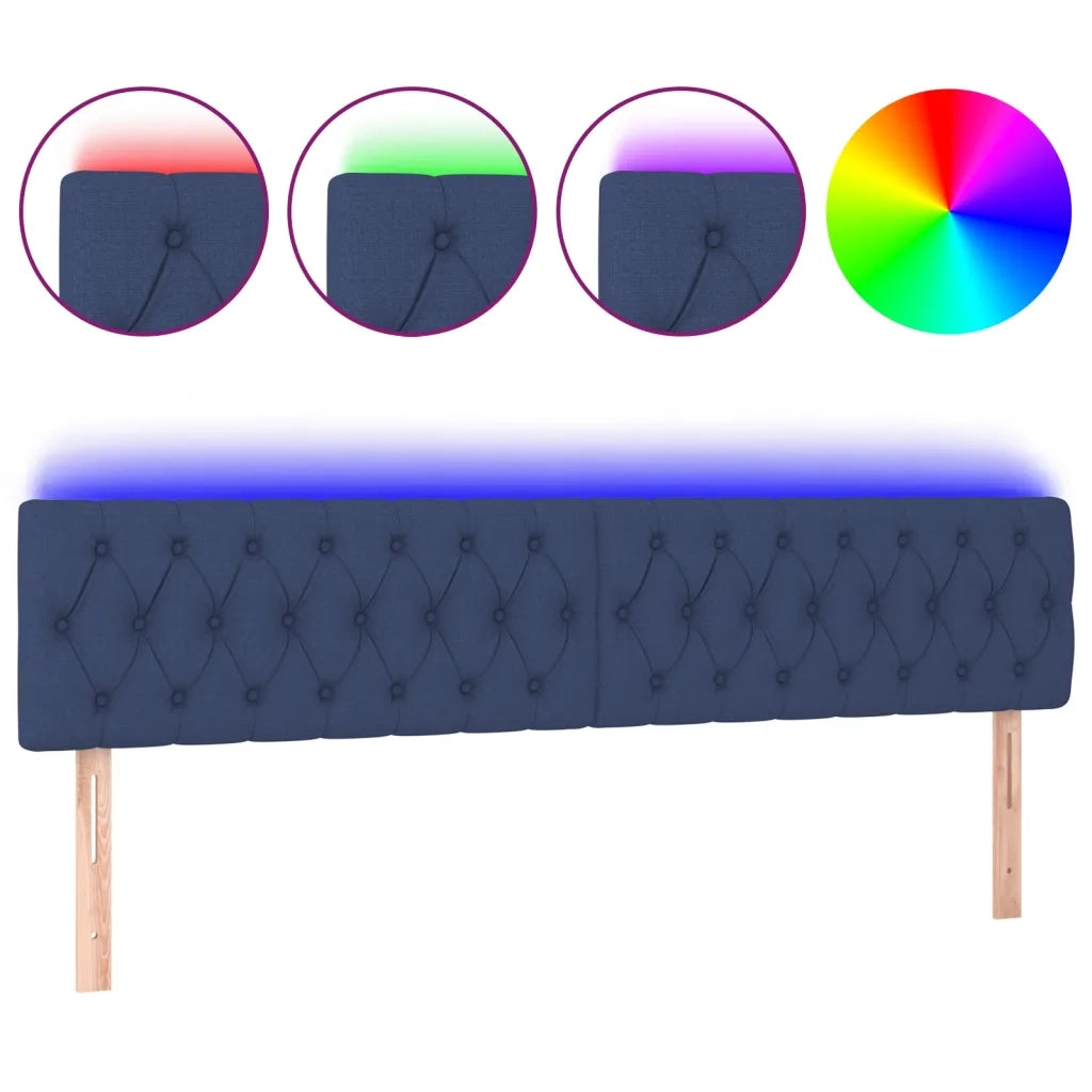 Testiera | Testata a LED Blu 200x7x78/88 cm in Tessuto