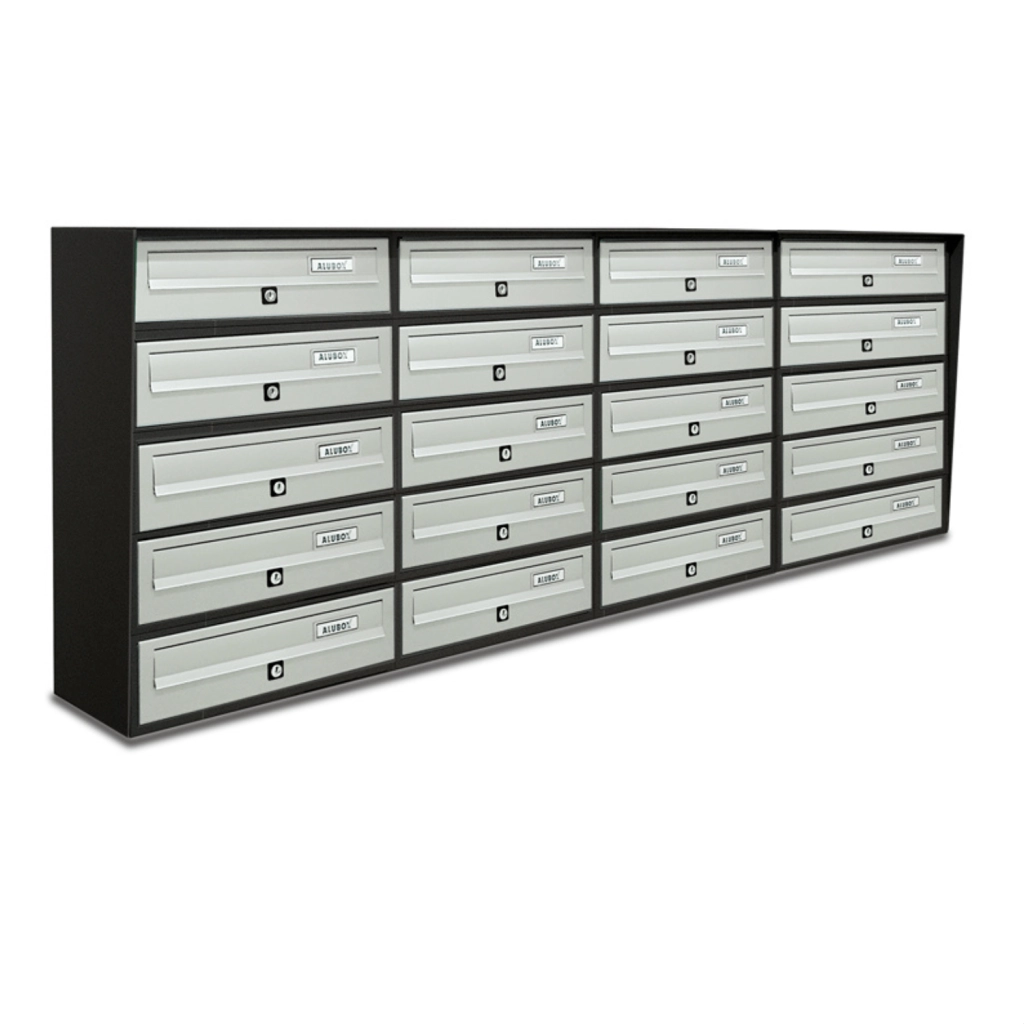 ALUBOX SLIM Cassette Postali Condominiali 20 Posti 63X154,5X30 Cm In Lamiera Zincata E Alluminio Cassetta Postale Da Esterno Condominiale Sistema Anti Prelievo Resistente All'Acqua