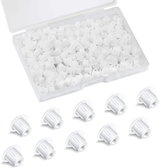 Punti di fissaggio in plastica per mobili - 250 pezzi - Diametro 5 mm - Bianco - Preavviso di sicurezza per superfici lisce - Punti di fissaggio per fessure