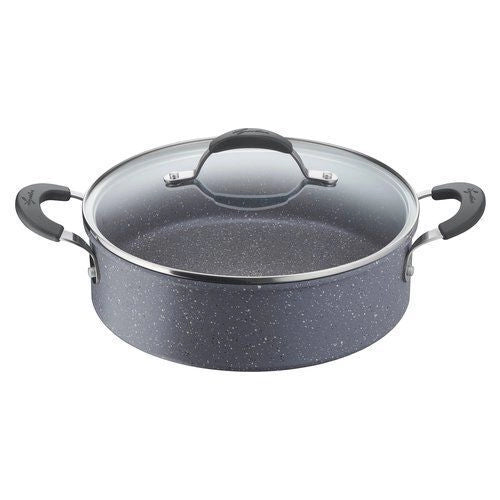 Lagostina 2100126568 Tempra Tegame Antiaderente con Coperchio 26 cm Acciaio Alluminio Induzione Manici Silicone colore Grigio