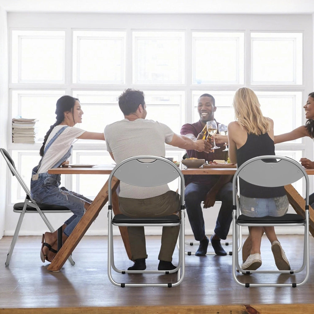 OFFICEJOY Sedie pieghevoli, confezione da 6, sedie pieghevoli con sedili e schienale imbottiti, maniglia per il trasporto, sedie commerciali portatili, sedie in metallo, per interni ed esterni,