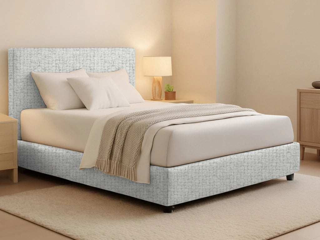 Lichfield, Letto Matrimoniale Sfoderabile Made in Italy, Grigio Chiaro