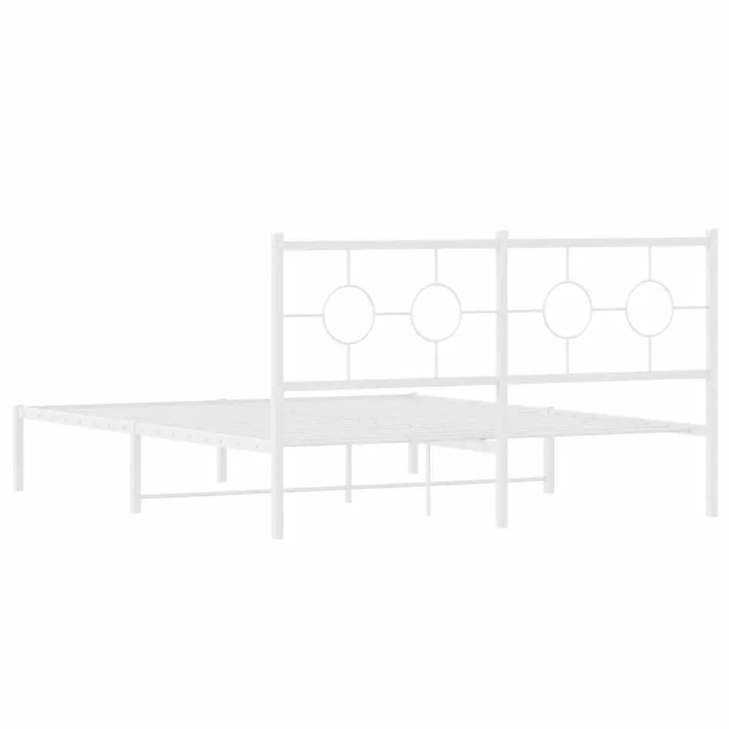 Giroletto con Testiera-Struttura Letto con testiera Metallo Bianco 150x200 cm 222345