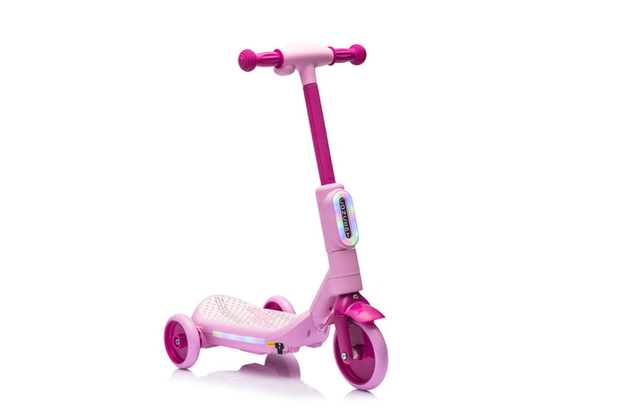 Monopattino Elettrico Deluxe a 3 Ruote 67x32x69 cm Luci LED RGB Casco e Protezioni Incluse Rosa