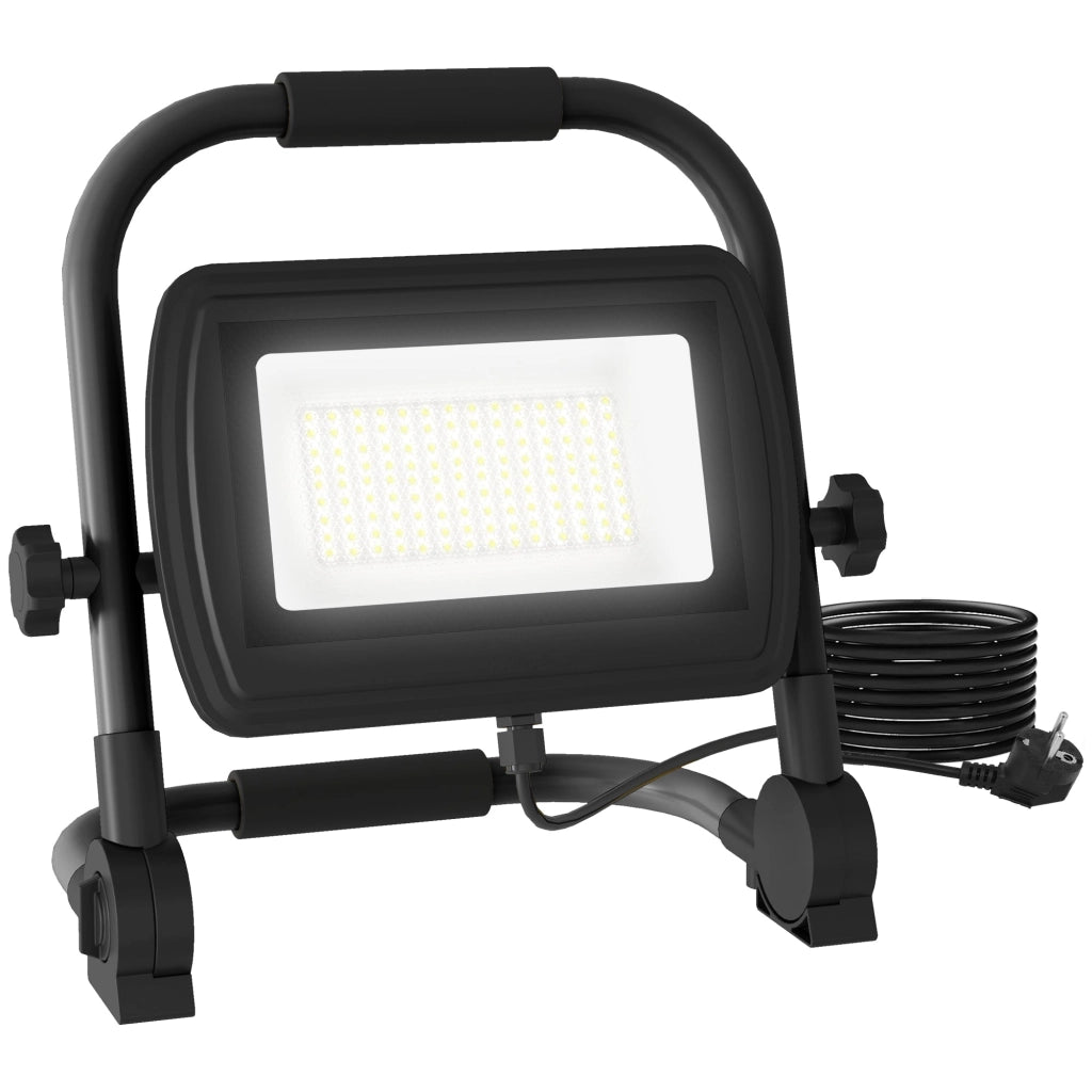 Faretto LED da Esterno IP65 25,5x16x25,5 cm da 6500k con Testa Girevole e Supporto Nero