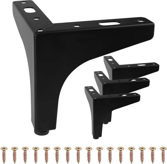 Piedini per mobili in metallo 10 cm - set da 4 per divano, tavolo TV e salotto - nero