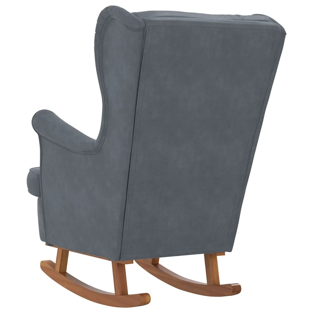 Sedia a dondolo con schienale alto in velluto grigio scuro 329364