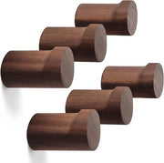 Haken per parete in legno (6 pezzi), haken per abito in legno per parete, manufatti in legno rustici per cappelli, robusti supporti per parete per la zona ingresso per l'appoggio di asciugamani, abiti e borse (legno di noce nero)