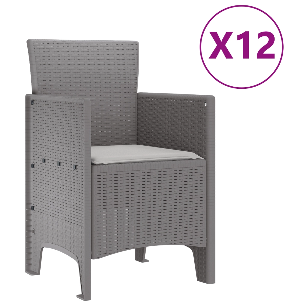 Set da pranzo da giardino  con cuscini grigio chiaro in polyrattan