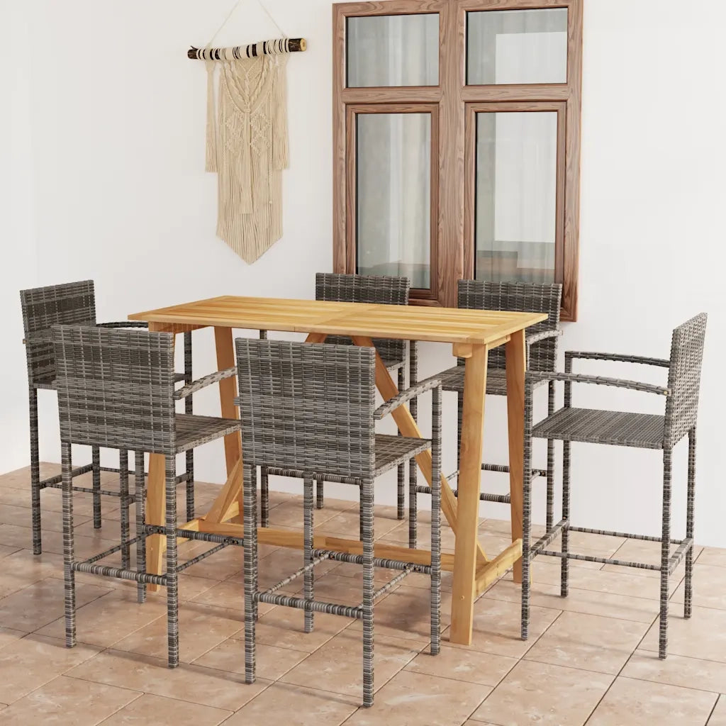 Set Bar da Giardino 7 pz Grigio 3067973