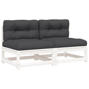 Divani Giardino Senza Braccioli con Cuscini 2 pz-Sofa da giardino-Divano da esterno Pino Bianco