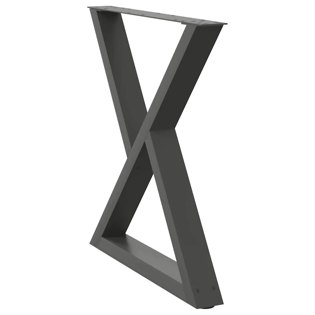 Set di 2 gambe per tavolo da pranzo componibili 70 x 73 cm con piedini regolabili design moderno in acciaio antracite 02_0057012