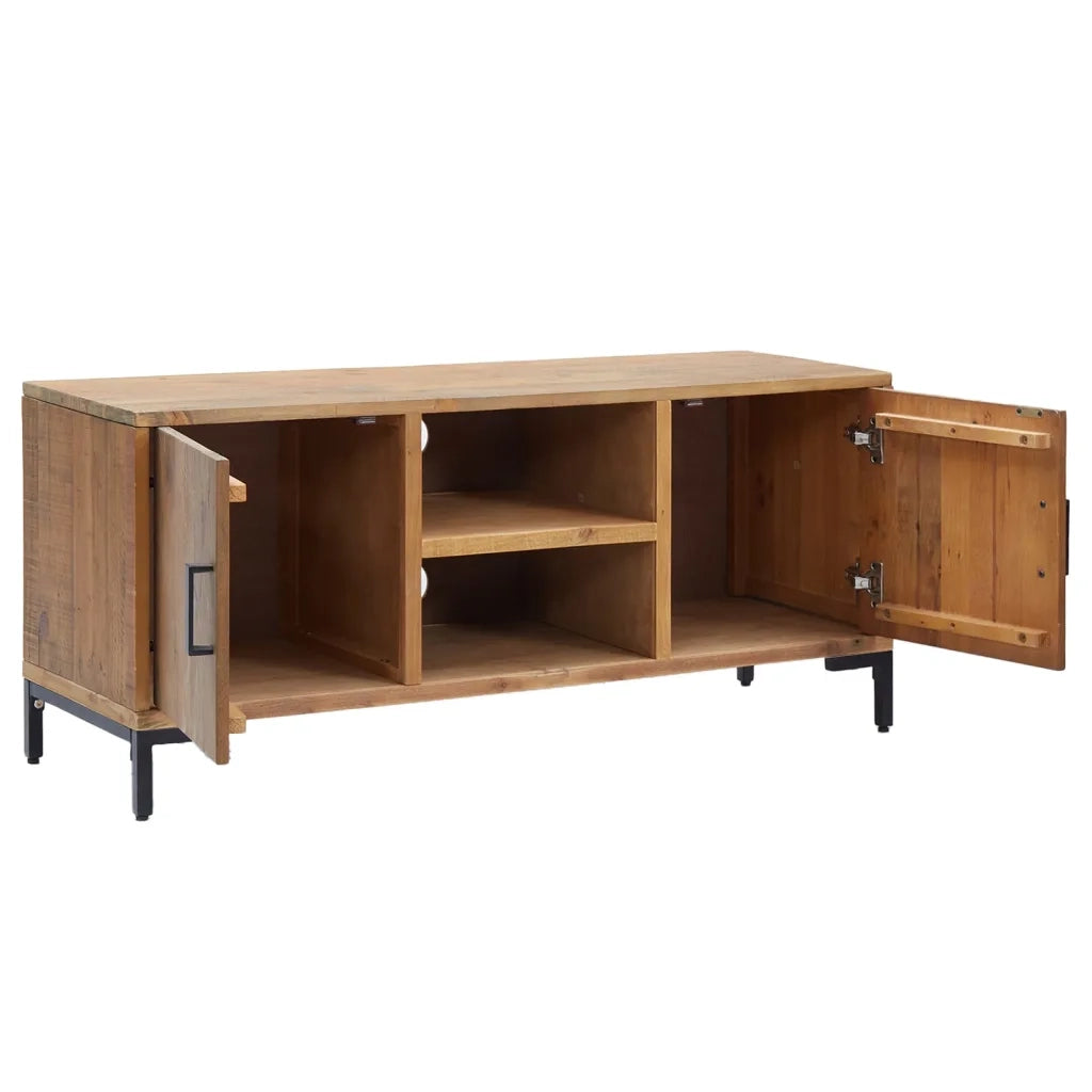 Mobile TV Marrone 110x35x48 cm Legno Massello di Pino Riciclato cod mxl 10110